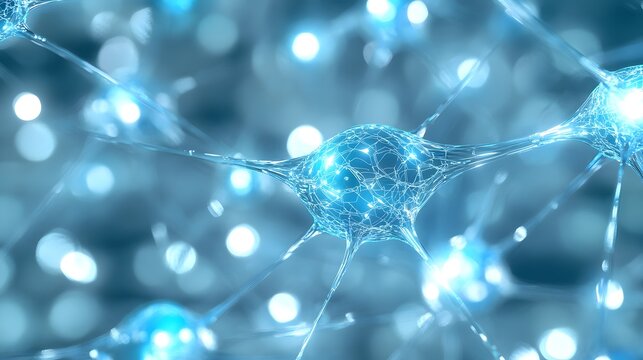 Glowing Neural Patterns in Futuristic Digital Cyberspace Grid