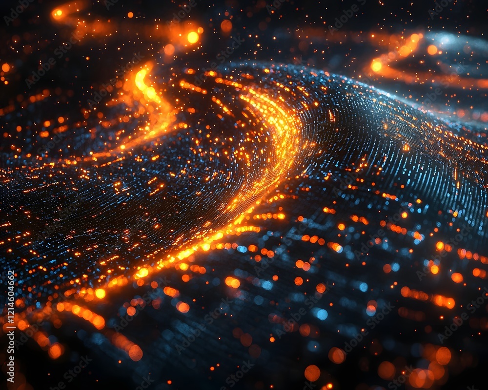 Aufkleber futuristic ai powered financial data streams flowing through a glowing technological hub