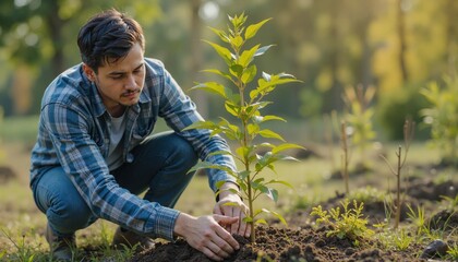 Fototapeta premium man in the field