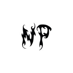 Obraz premium NP monogram logo design letter text name symbol monochrome logotype alphabet character simple logo