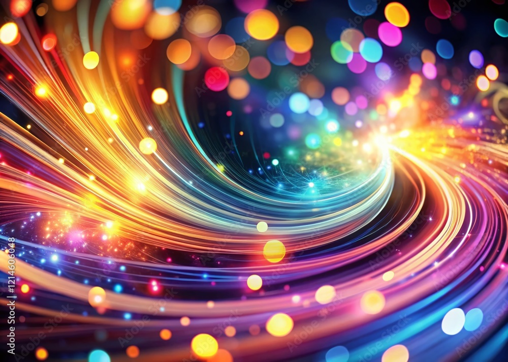 Poster abstract bokeh lights flowing particles loop background - long exposure photography