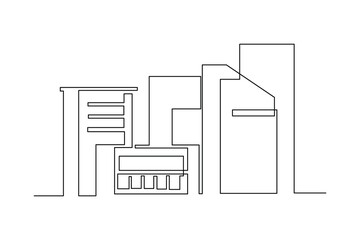 Simple Continuous line drawing of The new building embodies cutting-edge architectural business concepts. Building architecture minimalist concept. Business building concept. © Vectorillustrator