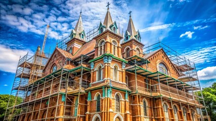 Saigon Notre Dame Cathedral Restoration: Scaffolding and Architectural Detail
