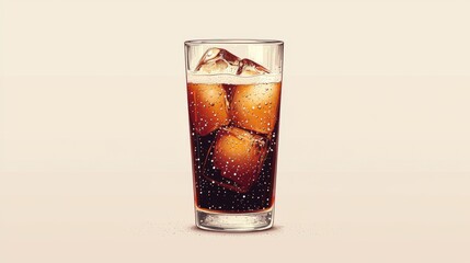 Modern minimalist soda glass icon with swirling cola layers