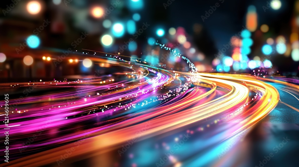 Poster abstract blur of light creating dynamic patterns and vibrant colors in a visually striking compositi