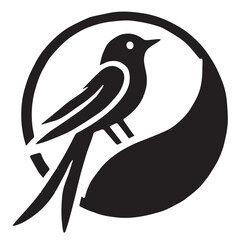 Silhouette of a bird on white background