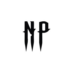 Fototapeta premium NP monogram logo design letter text name symbol monochrome logotype alphabet character simple logo