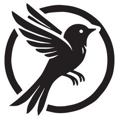 Silhouette of a bird on white background