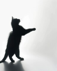 Silhouetted Cats in Playful Poses Against a Bright Background