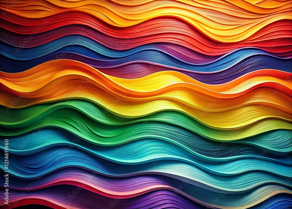 Poster abstract colorful paper waves: gradient background for design projects