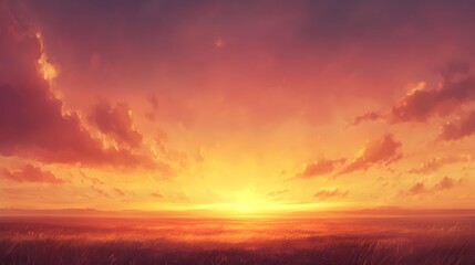 Fototapeta premium sunset over golden prairie