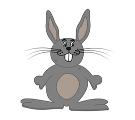 A big gray rabbit standing with its big tooth on a white background - vector