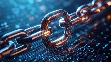 Futuristic Chain Link Data Security Concept