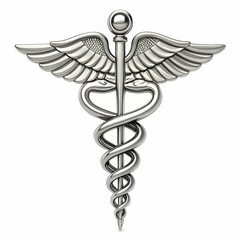 Silver Medical Caduceus – 3D Rendering of Classic Healthcare Symbol