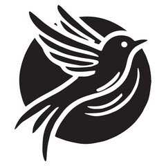 Silhouette of a bird on white background