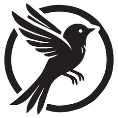 Silhouette of a bird on white background