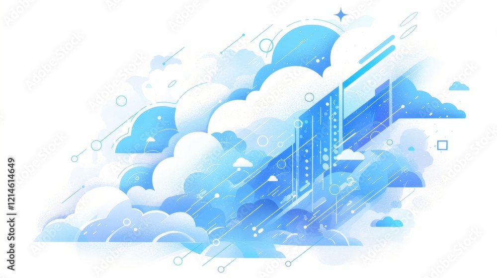 Poster abstract depiction of cloud computing and technology in modern digital environments