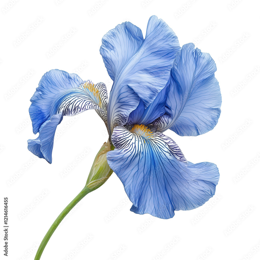 Wall mural iris blossom, top view, on isolated transparent background