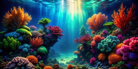 Abstract Deep Sea & Shallow Water Tropical Ocean Vertical Background - Underwater Photography