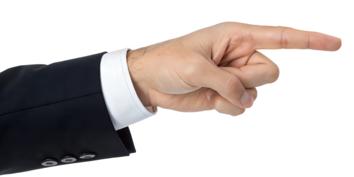 Businessman points with his finger - Powered by Adobe