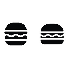 Fototapeta premium Hamburger Icons in Simple Black Graphic, Food Design Restaurant Menu Illustration Vector Clipart