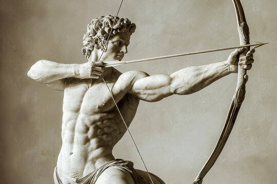 A centaur is half-man, half-horse. Ancient Greek and Roman mythology. Marble statue.