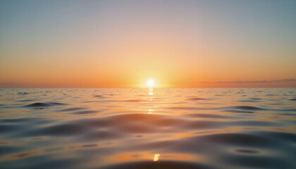 Obraz premium Serene sunset over calm ocean waters, peaceful reflection