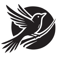 Silhouette of a bird on white background