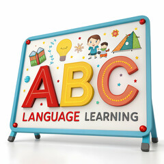 Colorful ABC Language Learning Sign &ndash; 3D Rendering on White Background