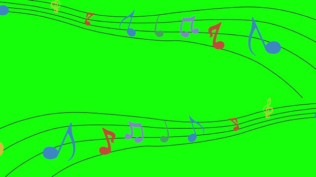 green screen flying and flow note music icon 4k