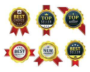 collection of Luxury gold badges and labels