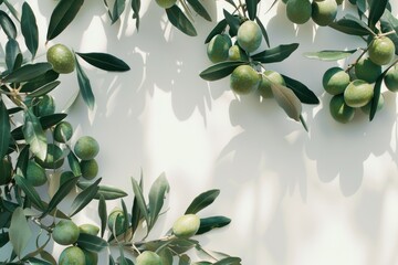 Fresh Green Olives on Branches – Natural Mediterranean Essence