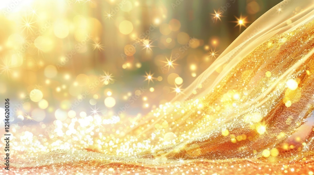 Aufkleber shimmering golden waves of light and sparkles create a magical atmosphere in a soft background