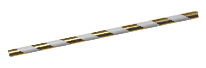 Golden white drinking paper straw isolated on background, eco friendly with clipping path	