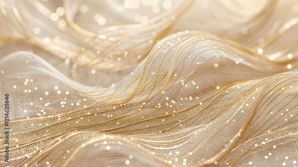 Poster elegant golden fabric with shimmering threads and soft folds creating a luxurious ambiance