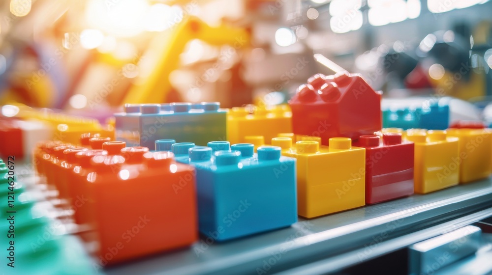 Poster colorful blocks arranged on a surface in a studio setting