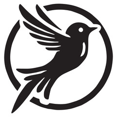 Silhouette of a bird on white background