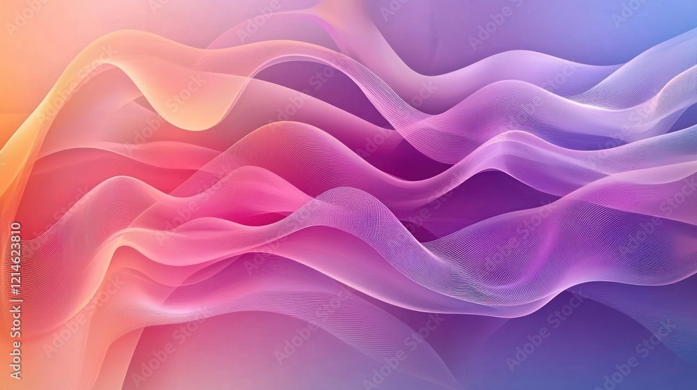 Poster a vector graphic of abstract, smooth lines blending seamlessly with soft colors.