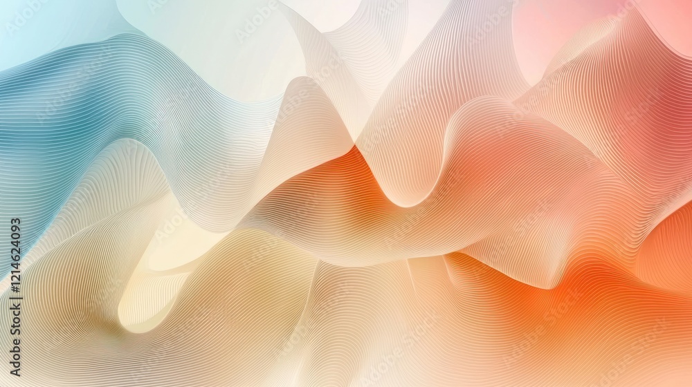 Poster a vector graphic of abstract, smooth lines blending seamlessly with soft colors.