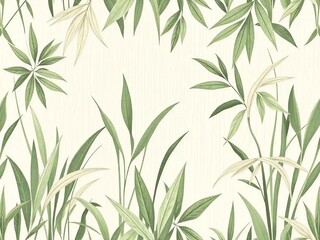 Obraz premium Art illustration. Grass on beige background. Pastel shades