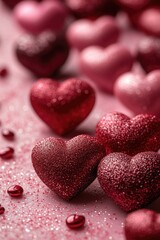 Fototapeta premium A compact arrangement of hearts on a flat surface, perfect for various uses