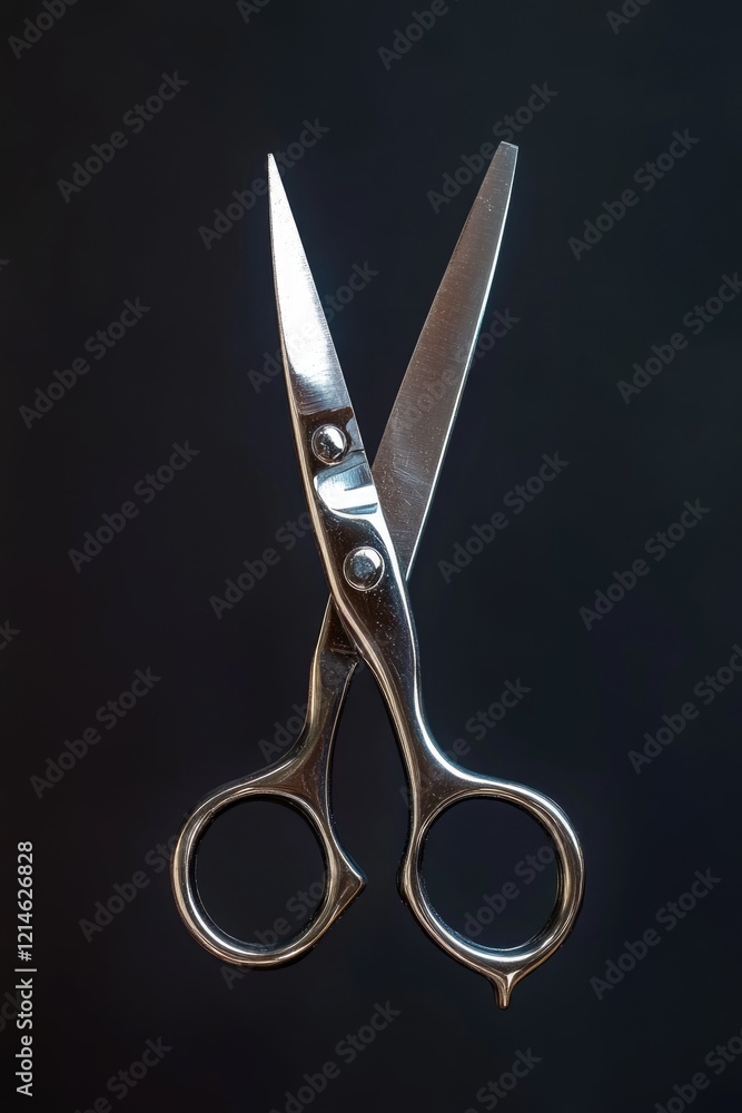 Poster a close-up shot of a pair of scissors with sharp blades and comfortable grips