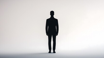 Obraz premium A silhouetted figure stands alone against a blank background, evoking themes of solitude, contemplation, and introspection.