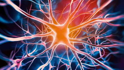 A Neuron Network Showcasing the Intricate Complexity and Beauty of the Human Brain Communication System - Digital Art