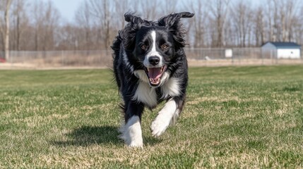 Fototapeta premium Dog Performing Tricks in Bright Midday Sunlight