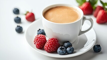 Steaming Coffee with Fresh Berries