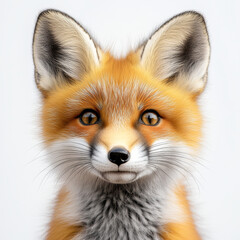 Fototapeta premium A close-up of a cute baby fox with fluffy orange fur 