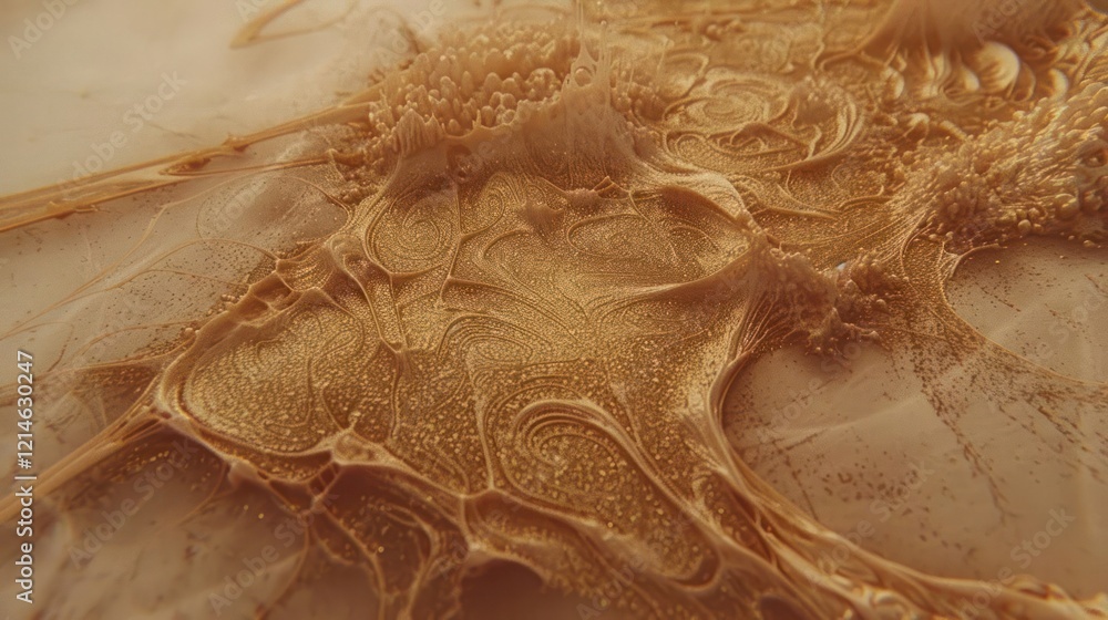Poster abstract close-up of golden fluid patterns creating a mesmerizing texture on a surface