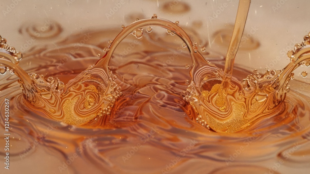 Aufkleber close-up of liquid splash with dynamic ripples and bubbles, showcasing fluid motion and texture