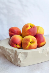 Fresh Peaches in Modern Stone Fruit Bowl 